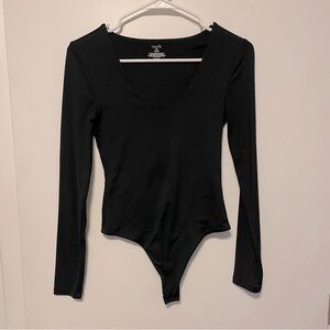 NUUDS Black Long Sleeve Scoop Neck Bodysuit Size XS